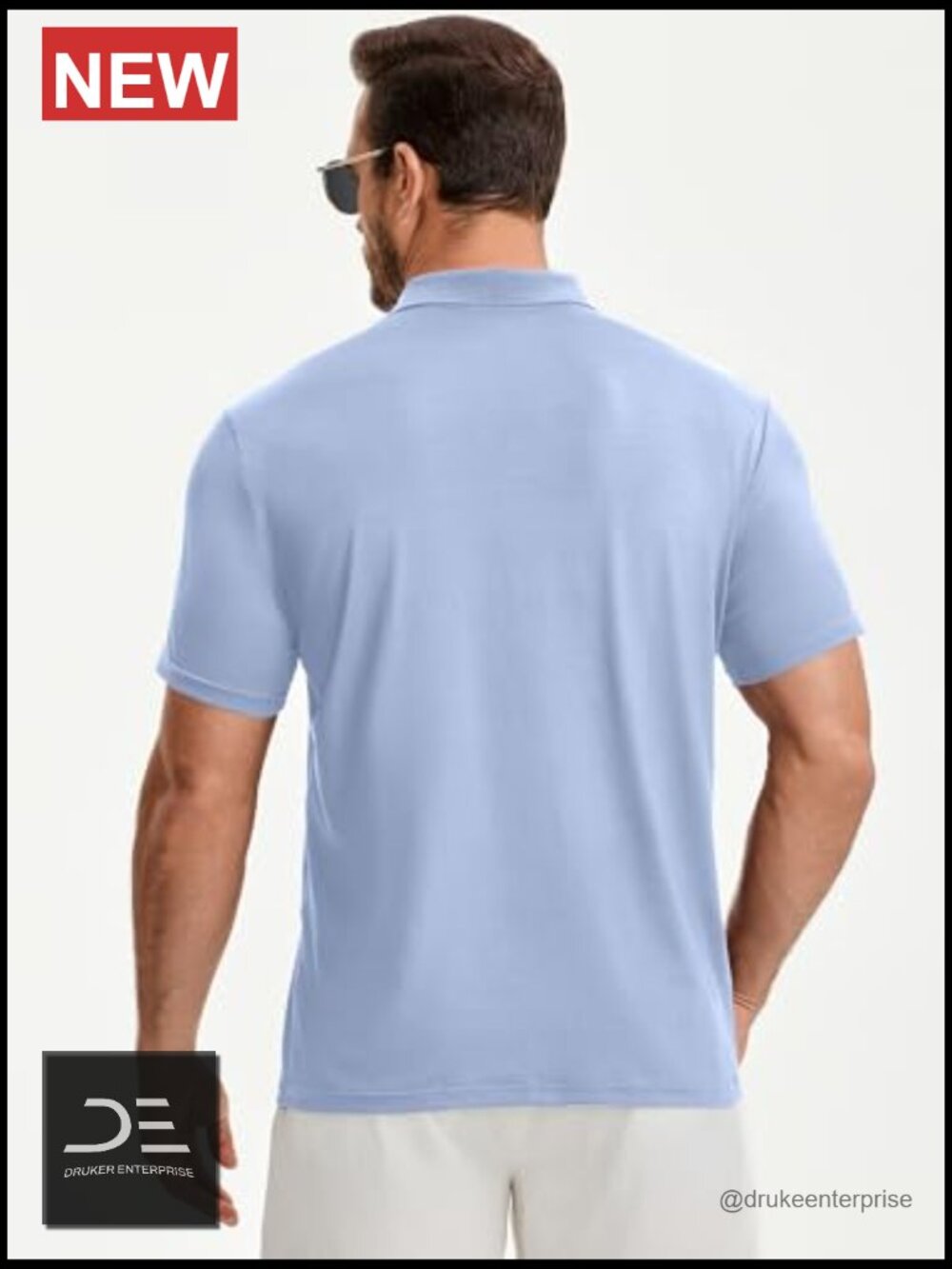 Men's Casual Polo Shirt Buttonless Short Sleeve Moisture Wicking Quick Dry - Picture 5 of 7